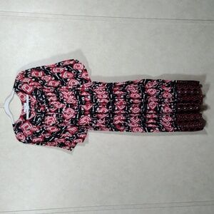 04169 Go Softly red, black, & cream patio dress L NWT